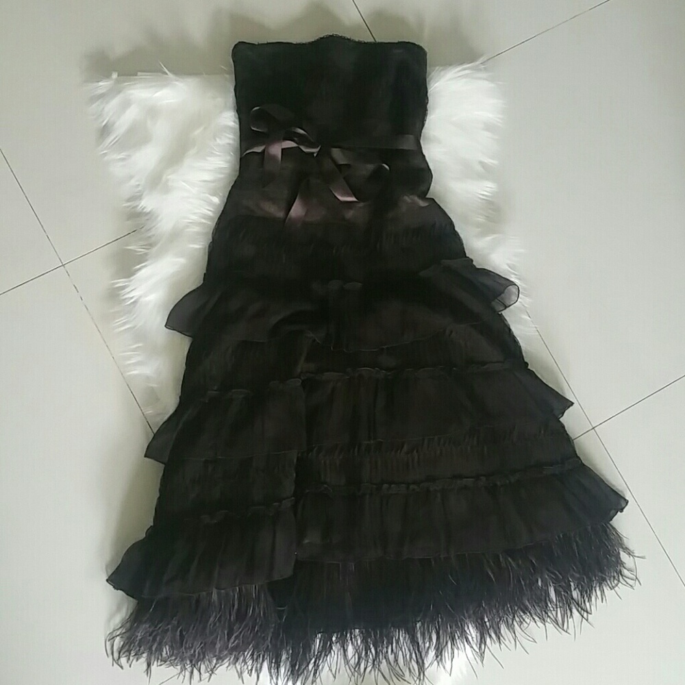 BCBG MAXAZRIA Brown Feather Dress